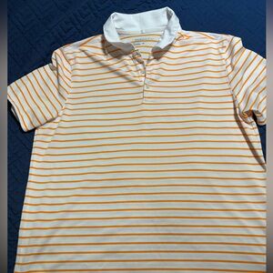 Nike Orange and White Striped Polo Shirt